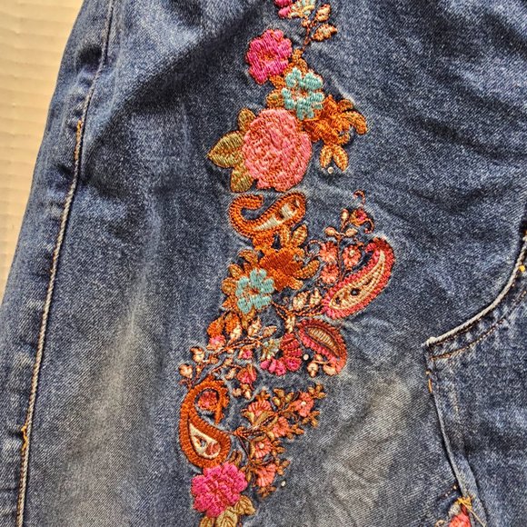 Gordon James Floral Flower Embroidered Jean Skirt 11\12 Teen Young - Picture 5 of 15